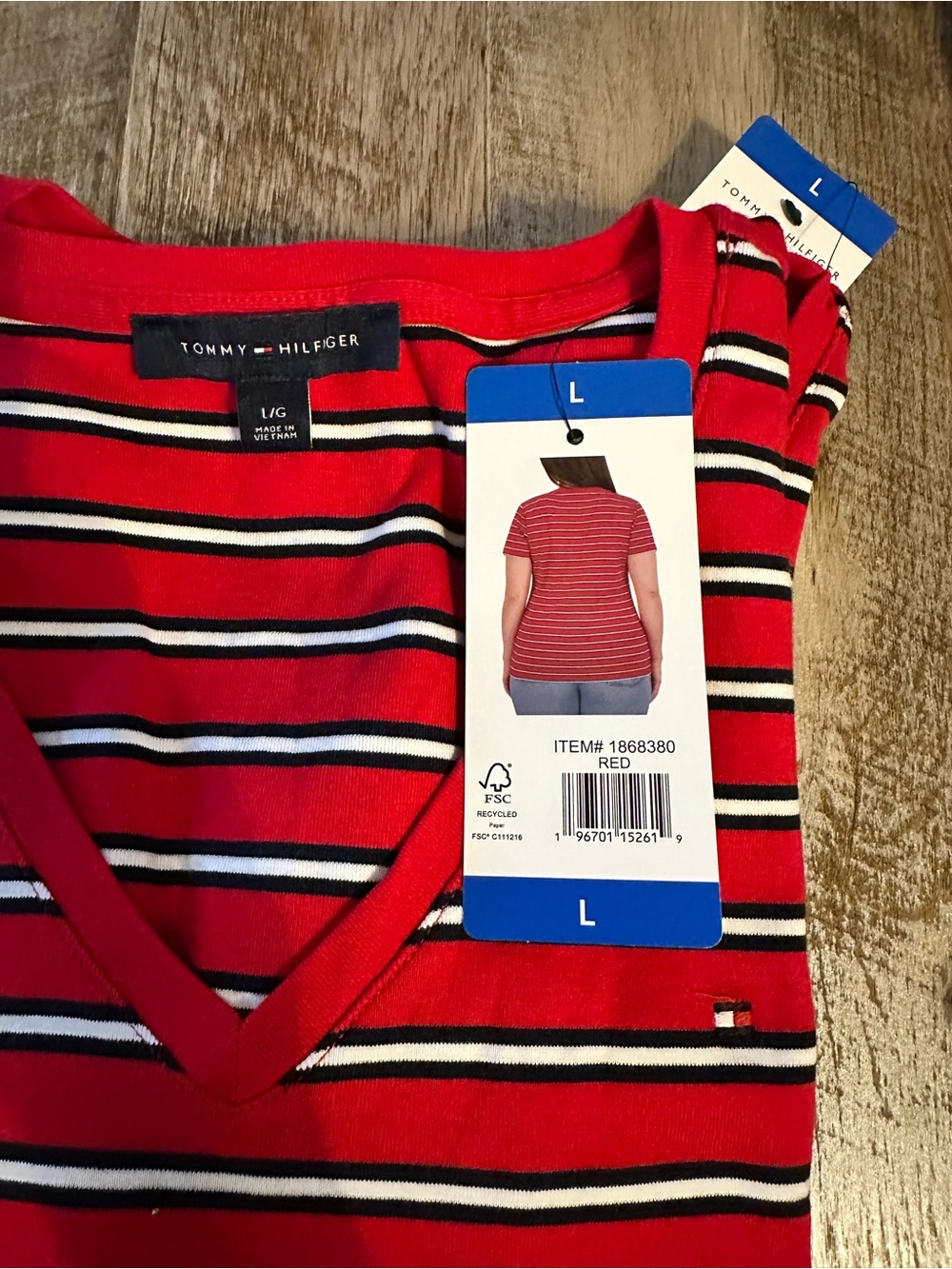 Tommy Hilfiger Red Striped Short Sleeve Tee